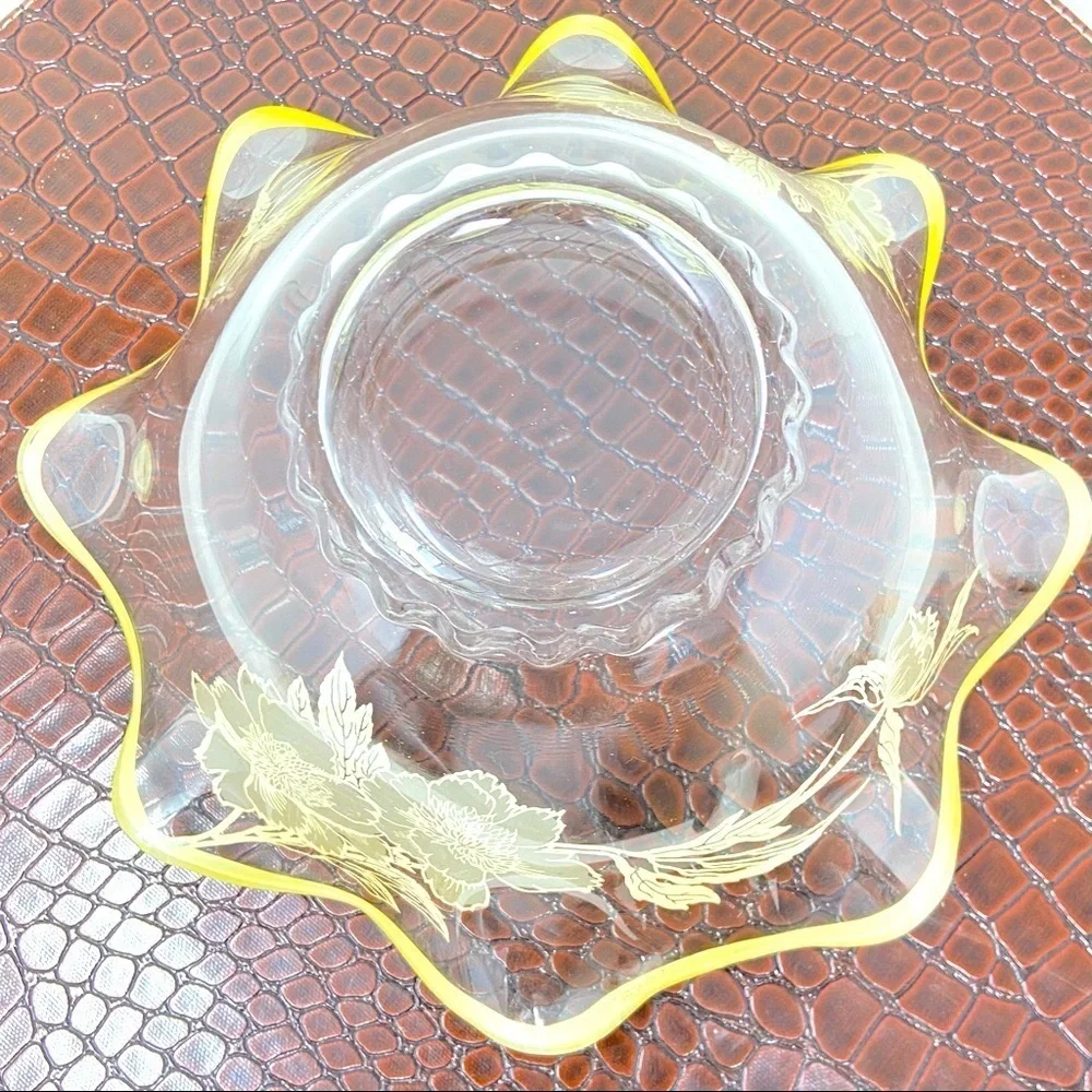 Vintage Silver City Glass Company Sterling on Glass Decorative Scalloped Bowl